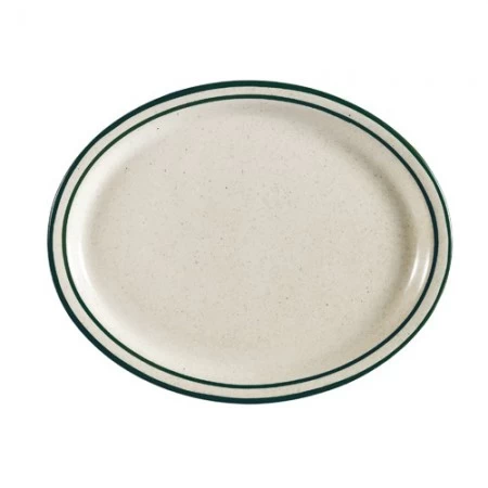 CAC China CES-12 Emerald Rim Oval Platter 10-3/8" X 7-1/8" - 2 Doz 3 CAC China CES-12 Emerald Rim Oval Platter 10-3/8" X 7-1/8" - 2 Doz