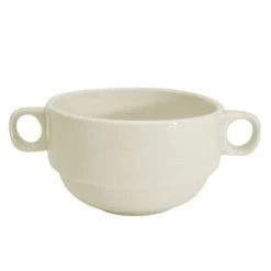 CAC China REC-49 Rolled Edge Bouillon Bowl With Handles 12 Oz. - 2 Doz