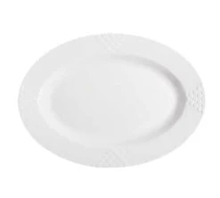 GET Enterprises ML-14-W Milano White Oval Melamine Platter 17" X 12" - 1/2 Doz