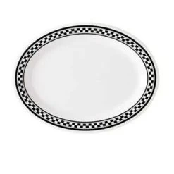 GET Enterprises OP-135-X Diamond Chexers Melamine Oval Platter 13-1/2" X 10-1/4" - 1 Doz