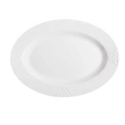 GET Enterprises OP-618-W Diamond White Oval Platter 18" X 13-1/2" - 1 Doz
