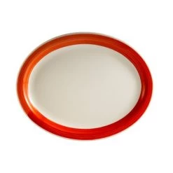 CAC China R-12NR-R Rainbow Red Narrow Rim Oval Platter 9 1/2" - 2 Doz