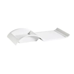 CAC China PLT-10 Accessories Bone White Rectangular Platter With Square Holder For PLT-B5 10" - 1 Doz
