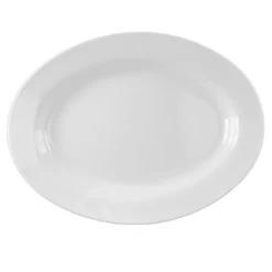 Thunder Group 2114TW Imperial White Melamine Oval Shaped Deep Platter 14-1/8" X 10-5/8"