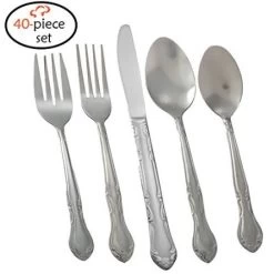 TigerChef Florentine 18/0, 40-Piece Flatware Set, Service For 8