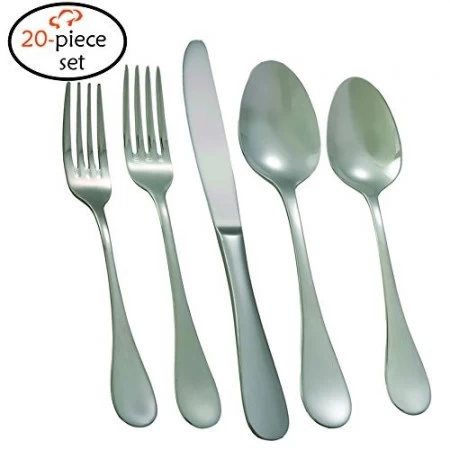 TigerChef Vela Satin 18/8, 20-Piece Flatware Set, Service For 4 3 TigerChef Vela Satin 18/8, 20-Piece Flatware Set, Service For 4