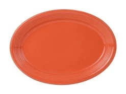 Tuxton CPH-1352 Papaya Concentrix Oval Coupe Platter 13-1/2" X 9-3/4" - 6 Pcs