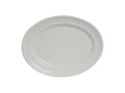 Tuxton CWH-096 White Concentrix Oval Platter 9-3/4" X 6-1/2" - 2 Doz