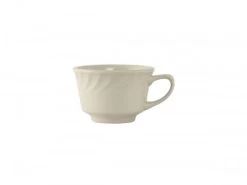 Tuxton MEF-080 Meridian Embossed Swirl Rim China Short Cup 8 Oz. - 3 Doz