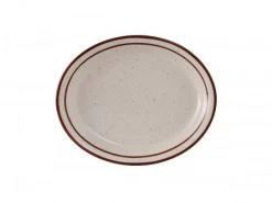 Tuxton TBS-041 Bahamas Brown Speckle Oval China Platter 8-1/2" X 6-7/8" - 3 Doz