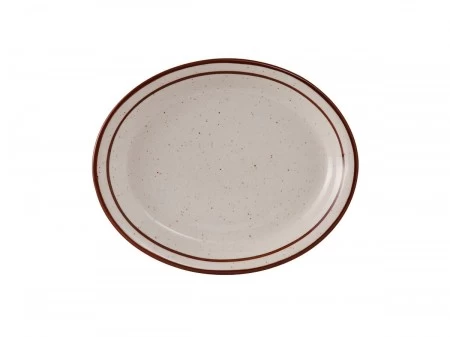 Tuxton TBS-041 Bahamas Brown Speckle Oval China Platter 8-1/2" X 6-7/8" - 3 Doz 3 Tuxton TBS-041 Bahamas Brown Speckle Oval China Platter 8-1/2" X 6-7/8" - 3 Doz