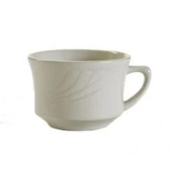 Tuxton YEF-0752 Monterey Embossed China Short Cup 7 Oz. - 3 Doz