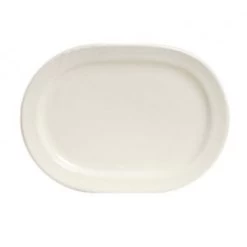 Tuxton YEH-137 Monterey Embossed China Racetrack Platter 13-7/8" X 9-3/4" - 1 Doz