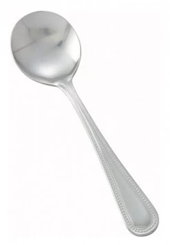 Winco 0005-04 Dots Heavyweight 18/0 Stainless Steel Bouillon Spoon - 1 Doz