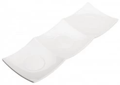 Winco WDM006-201 Ardesia Akila Melamine White Trio Plate 16-3/8" X 5-1/2"